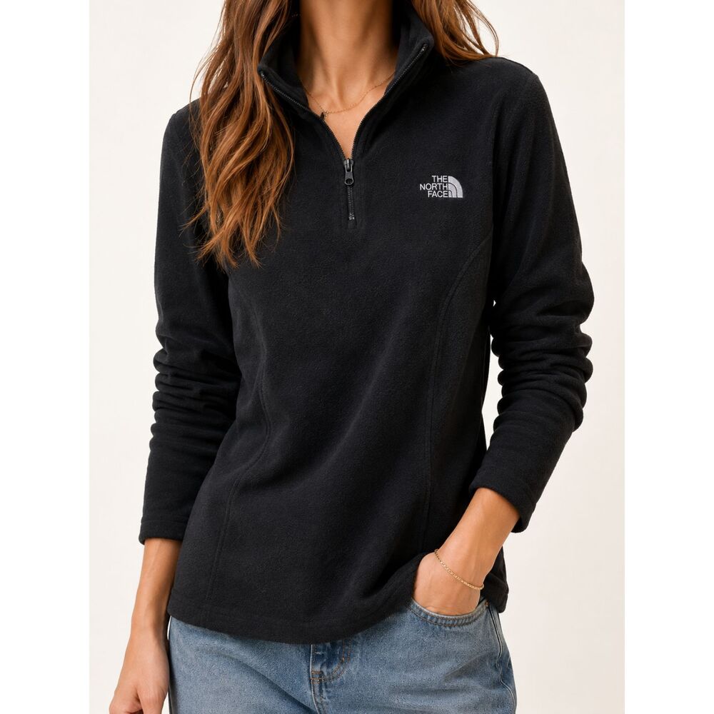 The North Face Womens L Black Fleece Quarter Zip Pullover Gorpcore Outdoor Y2K